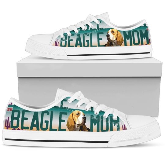Women's Low Top Canvas Shoes For Beagle Mom, Mother's Day Gifts for Her Casual Tie Sneakers