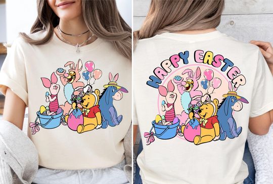Winnie The Pooh Happy Easter Shirt, Disney Easter Sweater, Bunny Pooh And Friends Tee, Pooh Easter Eggs Sweatshirt, Magic Kingdom Shirt