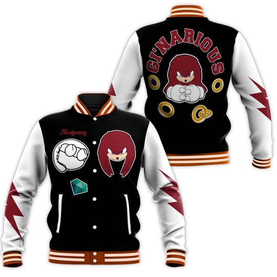 Sonic And Knuckles Baseball Jacket, Sonic The Hedgehog Varsity Baseball Jacket
