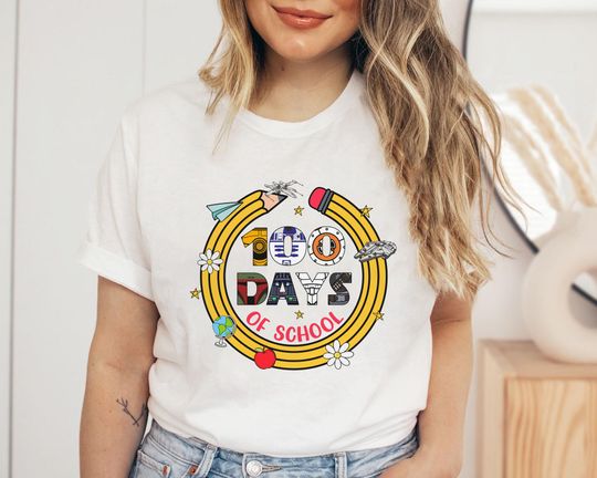 Star Wars Characters 100 Days Of School Shirt, Disney Darth Vader Stormtrooper Student Gift For Teacher's Day, Back To School, Galaxy's Edge