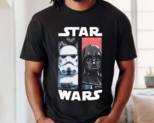Vintage Darth Vader Stormtrooper Split Duo Shirt, Disney Star Wars T- Shirt, Galaxy's Edge Shirt, Disneyland Family Trip