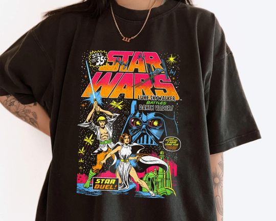 Luke Skywalker Leia Princess Darth Vade Star Duel T-shirt, Vintage  Star Wars Shirt, Disney Hollywood Studios, Galaxy's Edge