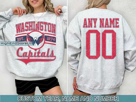 Vintage Washington Capitals Sweatshirt, Retro Washington shirt, Washington Hockey Fan shirt, Washington Sweatshirt, Custom hockey tee