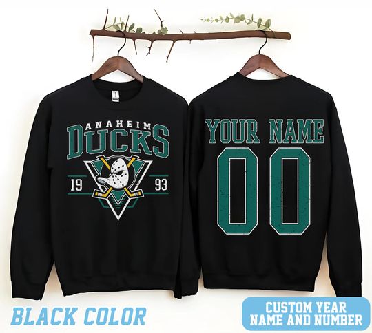 Personalized Anaheim Hockey Sweatshirt, Anaheim Ducks crewneck, Anaheim Hockey shirt, Custom Hockey Shirt, Hockey Number Shirt
