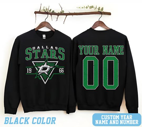 Personalized Dallas Hockey Sweatshirt, Dallas Stars crewneck, Dallas Hockey shirt, Custom Hockey Shirt, Hockey Number Shirt