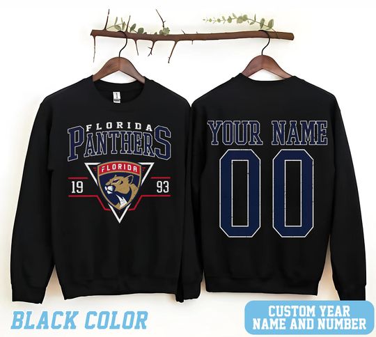 Personalized Florida Hockey Sweatshirt, Florida Panthers crewneck, Florida Hockey shirt, Custom Hockey Shirt, Hockey Number Shirt