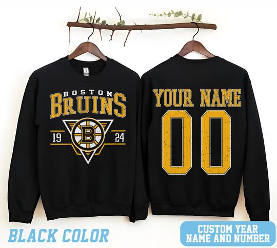 Personalized Boston Hockey Sweatshirt, Boston Bruins crewneck, Boston Hockey shirt, Custom Hockey Shirt, Hockey Number Shirt