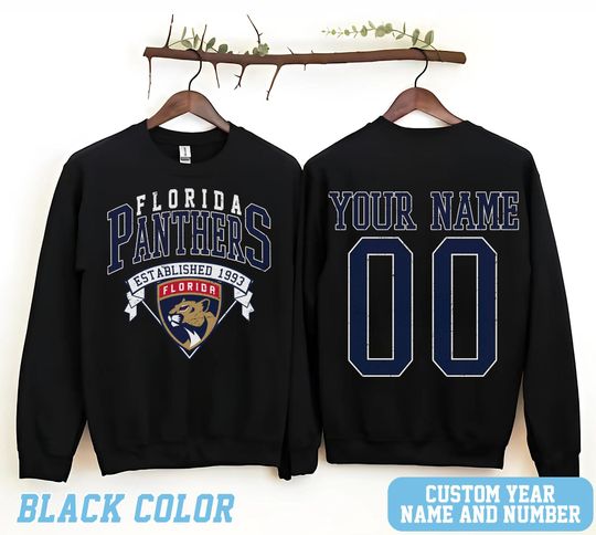 Personalized Florida Hockey Sweatshirt, Florida Panthers crewneck, Florida Hockey shirt, Custom Hockey Shirt, Hockey Number Shirt