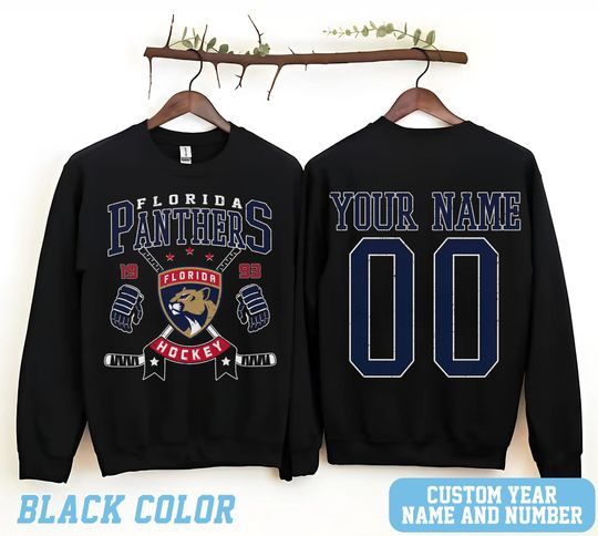 Personalized Florida Hockey Sweatshirt, Florida Panthers crewneck, Florida Hockey shirt, Custom Hockey Shirt, Hockey Number Shirt