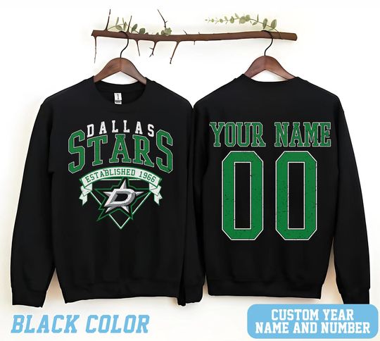 Personalized Dallas Hockey Sweatshirt, Dallas Stars crewneck, Dallas Hockey shirt, Custom Hockey Shirt, Hockey Number Shirt