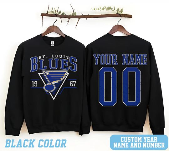Personalized St. Louis Hockey Sweatshirt, St. Louis Blues crewneck, St. Louis Hockey shirt, Custom Hockey Shirt, Hockey Number Shirt