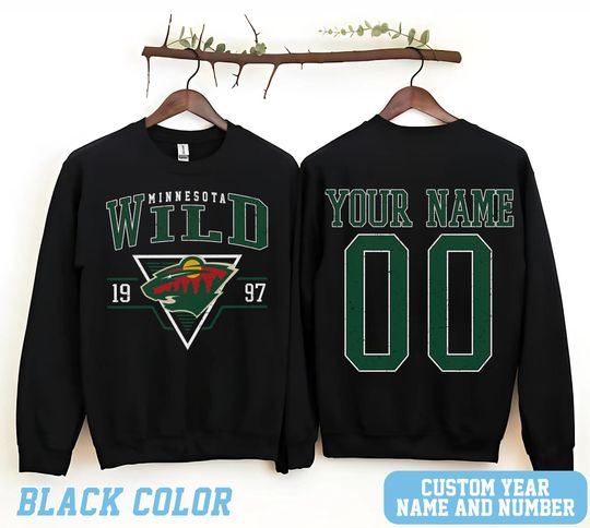 Personalized Minnesota Hockey Sweatshirt, Minnesota Wild crewneck, Minnesota Hockey shirt, Custom Hockey Shirt, Hockey Number Shirt