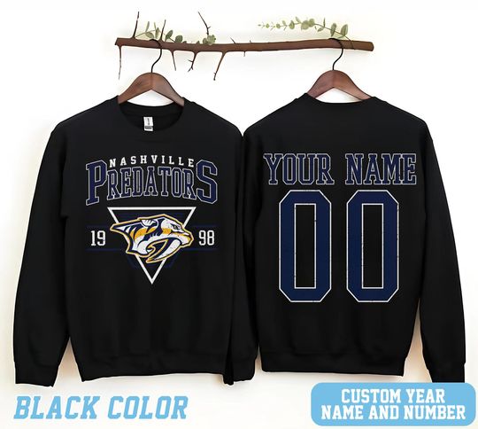 Personalized Nashville Hockey Sweatshirt, Nashville Predators crewneck, Nashville Hockey shirt, Custom Hockey Shirt, Hockey Number Shirt