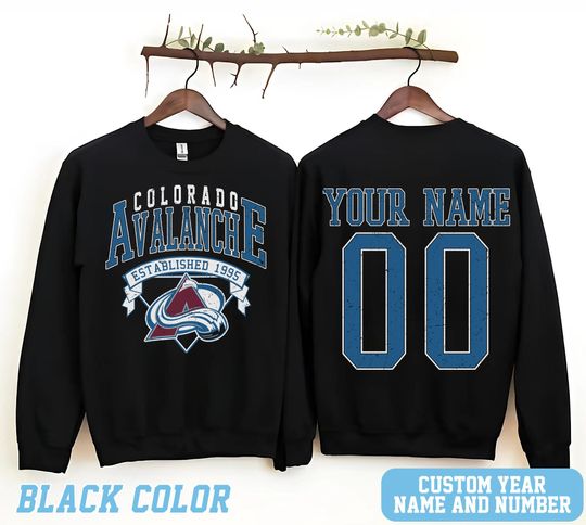 Personalized Colorado Hockey Sweatshirt, Colorado Avalanche crewneck, Colorado Hockey shirt, Custom Hockey Shirt, Hockey Number Shirt