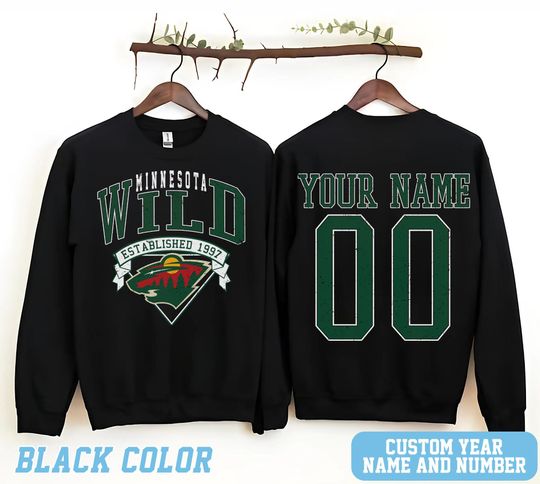 Personalized Minnesota Hockey Sweatshirt, Minnesota Wild crewneck, Minnesota Hockey shirt, Custom Hockey Shirt, Hockey Number Shirt