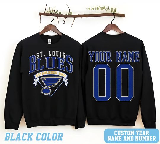 Personalized St. Louis Hockey Sweatshirt, St. Louis Blues crewneck, St. Louis Hockey shirt, Custom Hockey Shirt, Hockey Number Shirt