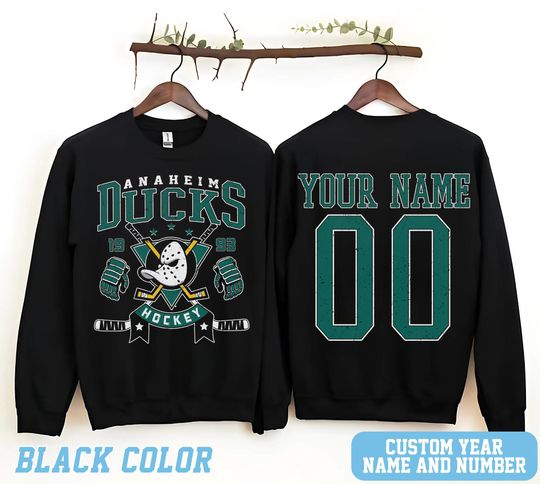 Personalized Anaheim Hockey Sweatshirt, Anaheim Ducks crewneck, Anaheim Hockey shirt, Custom Hockey Shirt, Hockey Number Shirt