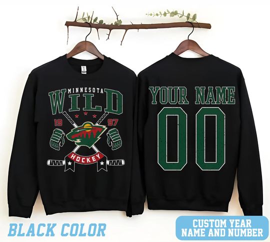 Personalized Minnesota Hockey Sweatshirt, Minnesota Wild crewneck, Minnesota Hockey shirt, Custom Hockey Shirt, Hockey Number Shirt