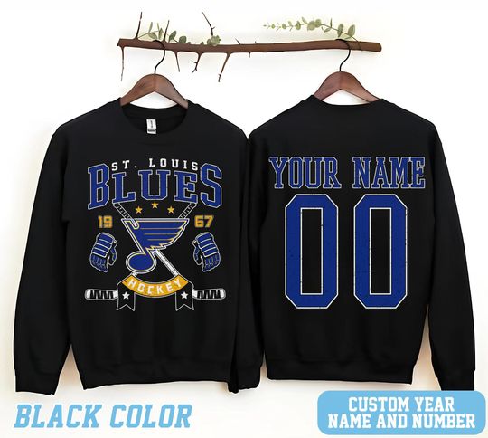 Personalized St. Louis Hockey Sweatshirt, St. Louis Blues crewneck, St. Louis Hockey shirt, Custom Hockey Shirt, Hockey Number Shirt