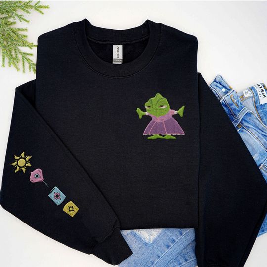 Embroidered Pascal Dress Lantern Sweatshirt,   Tangled Rapunzel Princess Embroidery Sweater