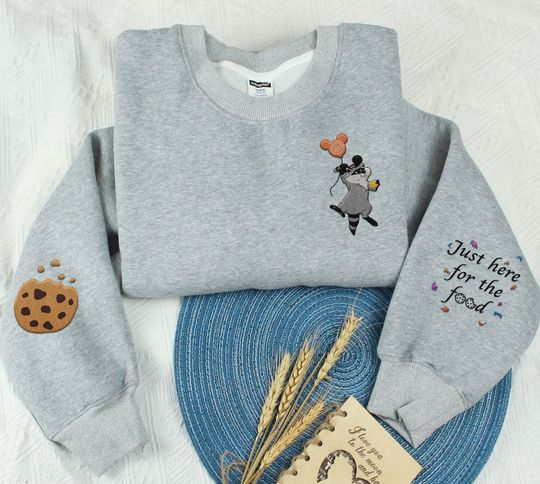 Embroidered Pocahontas Meeko Just Here For The Food Sweatshirt, Retro  Embroidery Sweater, Family Vacation, Magic Kingdom