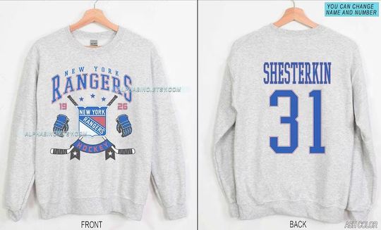 Personalized New York Hockey Sweatshirt, New York Rangers crewneck, New York Hockey shirt, Custom Hockey Shirt, Hockey Number Shirt