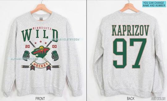 Personalized Minnesota Hockey Sweatshirt, Minnesota Wild crewneck, Minnesota Hockey shirt, Custom Hockey Shirt, Hockey Number Shirt