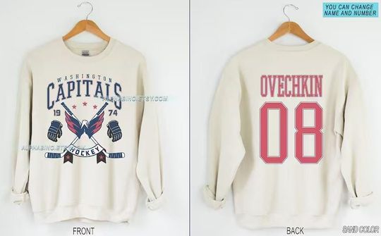 Personalized Washington Hockey Sweatshirt, Washington Capitals crewneck, Washington Hockey shirt, Custom Hockey Shirt, Hockey Number Shirt