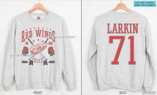 Personalized Detroit Hockey Sweatshirt, Detroit Red Wings crewneck, Detroit Hockey shirt, Custom Hockey Shirt, Hockey Number Shirt
