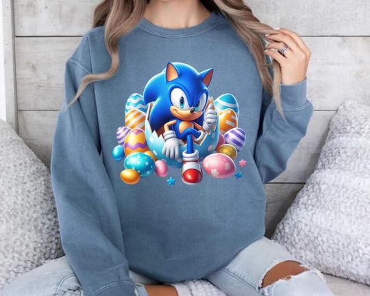 Sonic the Hedgehog Easter Sweatshirt , Hedgehog Easter shirt, Easter Egg tshirt