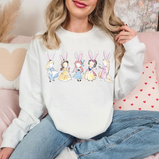 Princess Easter Shirt, Bunny Disney, Snow White Easter Shirt, Belle Cinde Easter Day Tee, Disneyworld Easter Sweatshirt
