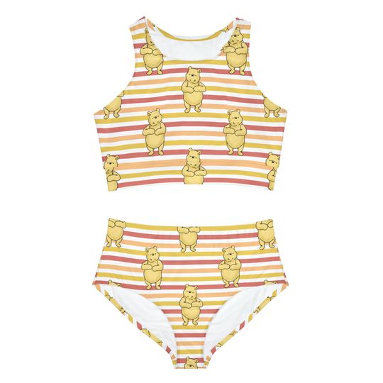 Pooh Stripes Sporty Two Piece Swimsuit