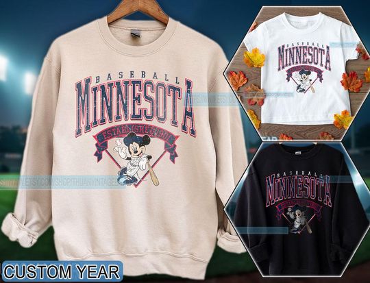 Minnesota Twin Sweatshirt | Vintage Minnesota baseball shirt | Mickey Baseball shirt | Minnesota baseball Merch | Mickey mouse Tee