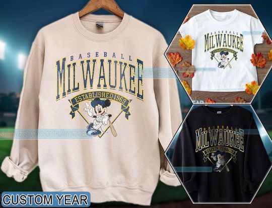 Milwaukee Brewer Sweatshirt | Vintage Milwaukee baseball shirt  | Mickey Baseball shirt | Milwaukee baseball Merch | Mickey mouse Tee
