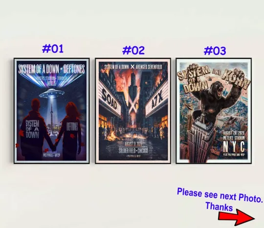 Custom SYSTEM OF DOWN Poster Wake Up South America Stadium Tour 2025 Poster