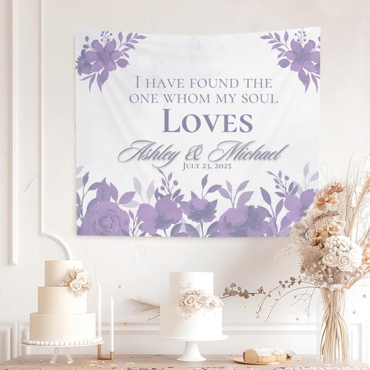 Personalized Wedding Tapestry, Bible Verse Song of Solomon Christian Wedding Ceremony Decor For Reception Decor, Anniversary Gift