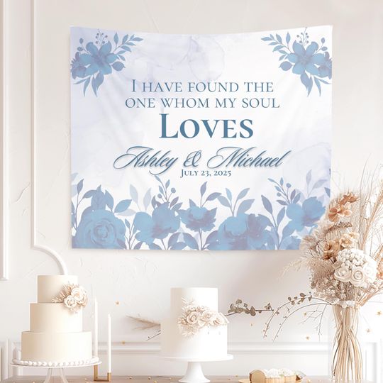 Personalized Wedding Tapestry, Bible Verse Song of Solomon Christian Wedding Ceremony Decor For Reception Decor, Anniversary Gift