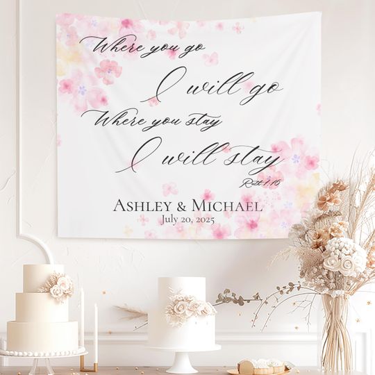 Personalized Wedding Backdrop, Custom Tapestry Christian Wedding Reception Decor, Church  Banner, Anniversary, Bridal Shower Gift
