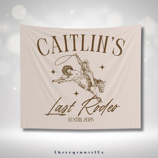 Custom Name Last Rodeo Bachelorette Party Decoration Banner Western Bridal Shower Backdrop Cowgirl Austin Wedding Girls trip Tapestry