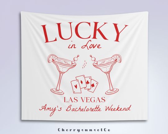 Las Vegas Bachelorette Party Backdrop Lucky in Love Bridal Shower Banner Custom Casino Bachelorette Decoration Wedding Party Tapestry