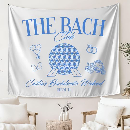 Personalized Bach Club Banner Disney World Wedding PartyTapestry Florida Bridal Shower Decor Custom Bachelorette Backdrop