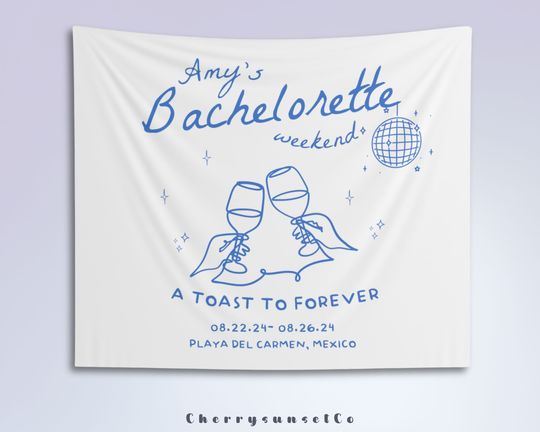 A toast to forever Bachelorette Party Backdrop Disco Fiesta Bridal Shower Banner Beach Wedding Party Decor Hand drawn Bach Party Welcome