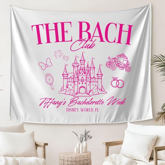 Personalized Bridal Shower Banner Custom Bachelorette Backdrop Florida Bachelorette Party Decor Disney World Wedding Party Tapestry