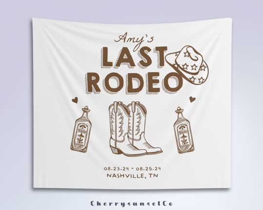 Last Rodeo Bachelorette Party Backdrop Western Bridal Shower Banner Custom Cowboy Nashville Bachelorette Decoration Wedding Party Tapestry