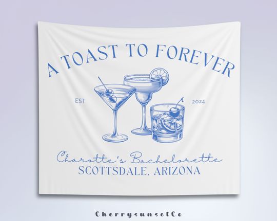 Bachelorette Party Decor A toast to forever Personalized Bachelorette weekend Banner Beach Bridal Party Backdrop Casual Wedding Decor