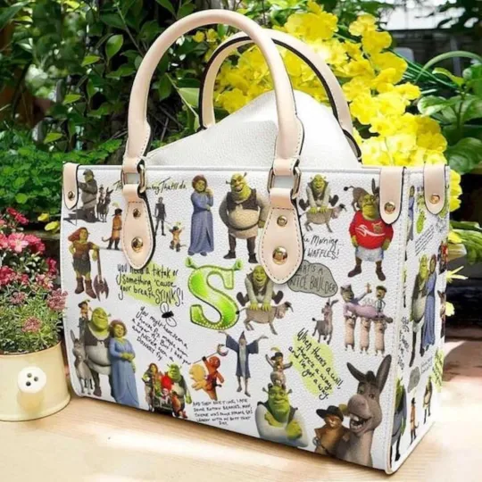 Shrek Leather Handbag, Shrek Cartoon Lovers Gift Bag