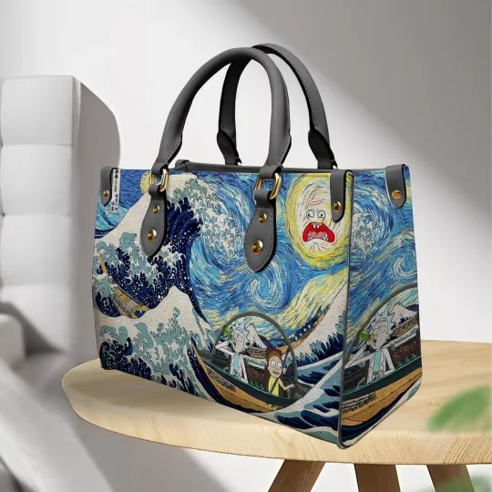Rick And Rickandmorty Leather Handbag, Rick And Rickandmorty Lovers Gift Bag