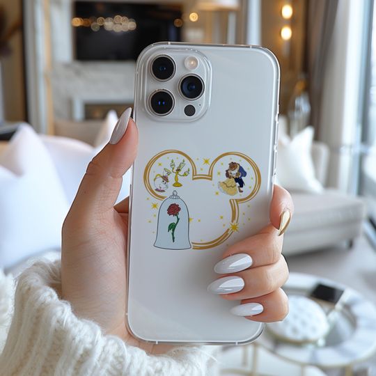 Beauty And The Beast Disney Mickey Silhouette Funny Famous Cartoon Character Figure Phone Case a248