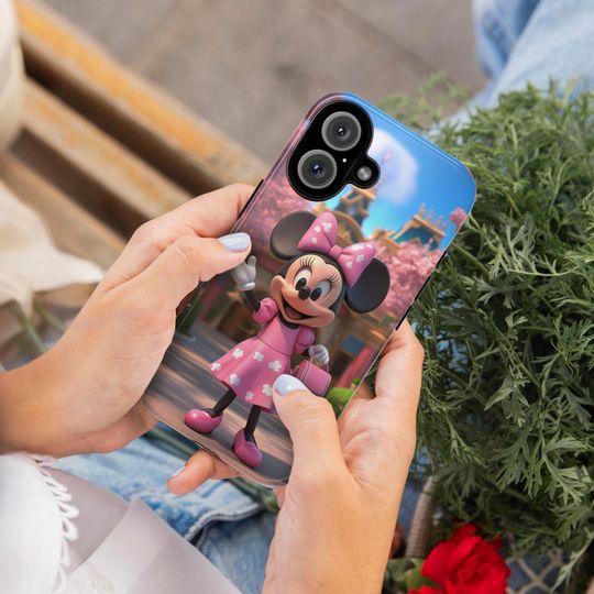 Cherry Blossom Minnie Mouse Phone Case, 3D Tokyo Disneyland Phone Cover for iPhone