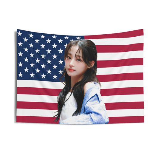 New Jeans Minji American Flag Banner, New jeans minji Flag Tapestry, minji Flag, Kpop Wall decor, Birthday Gift for New Jeans minji Fan